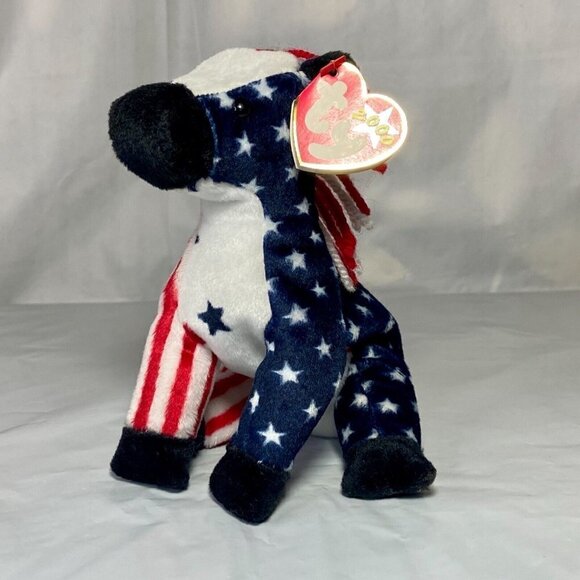 Ty Beanie Baby Lefty 2000 Retired P.E. Pellets Donkey White Head Rare VTG EUC - Picture 2 of 12